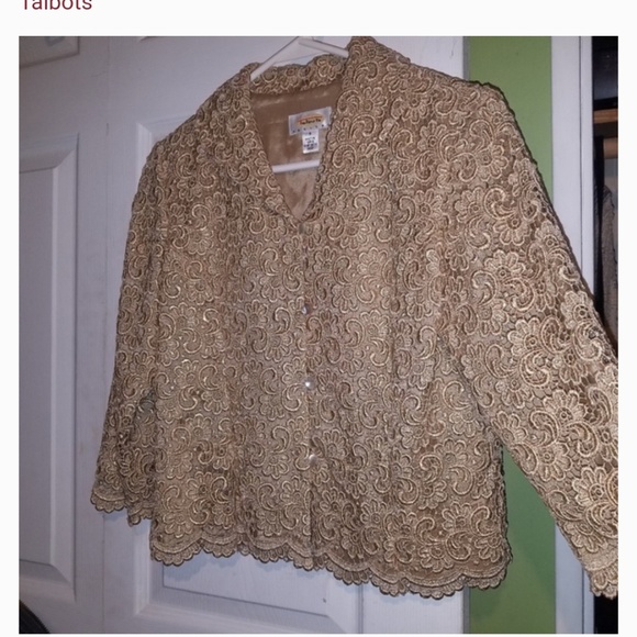 Talbots Petites Shimmer Lace Embroidered Overlay Blazer - Picture 2 of 6